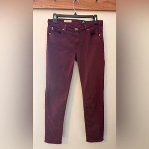 AG “The Stevie Ankle” Slim Straight Leg Jeans | Burgundy | Size 28